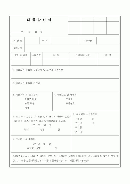 (영업)폐품상신서