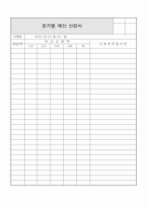 (기타)분기별 예산 신청서