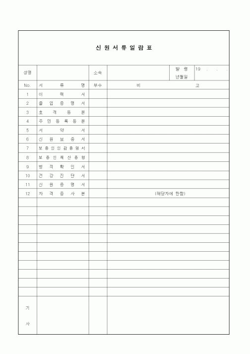 (기타)신원서류일람표2