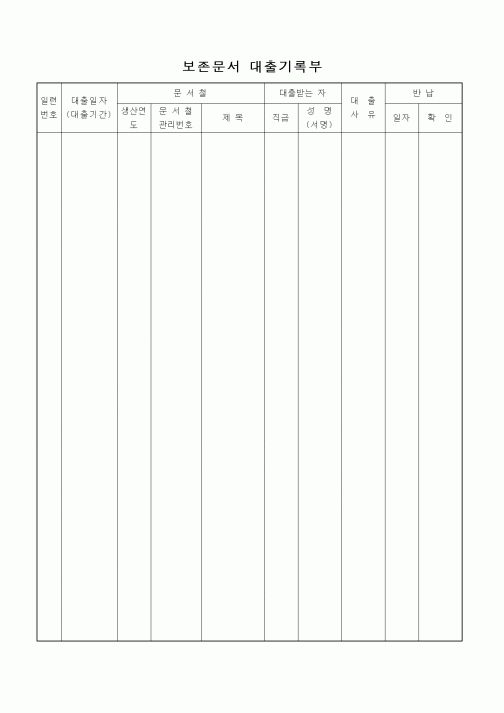 (총무)보존문서 대출기록부2