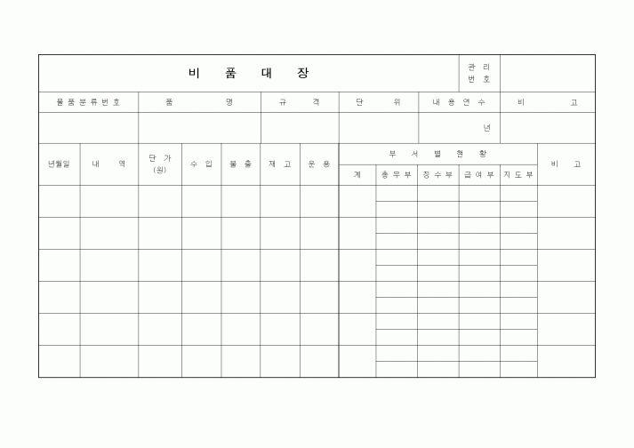 (영업)비품대장