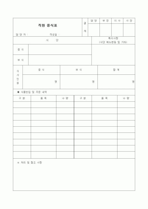 (기타)직원 중식표1