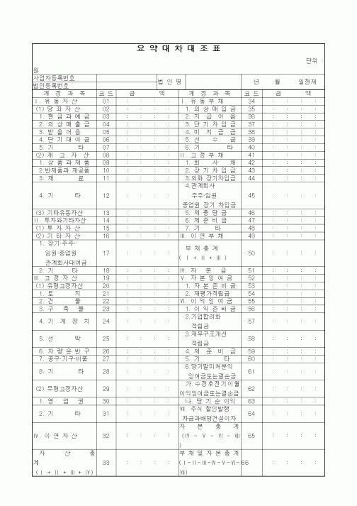 (기타)요약대차대조표