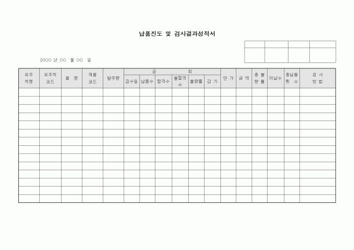 (구매/외주서식)납품진도 및 검사결과성적서1