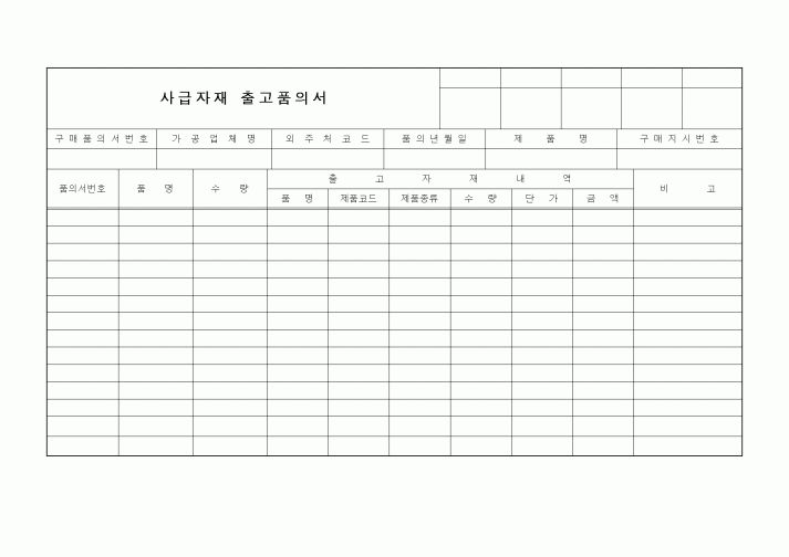 (제조/생산)사급자재 출고품의서