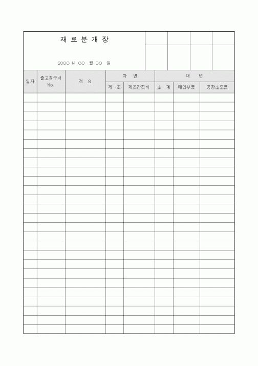 (생산/관리)재료분개장