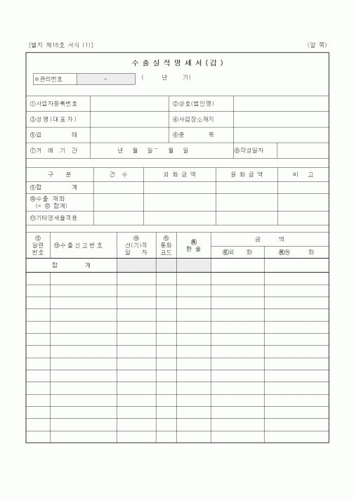 (기타)수출실적명세서