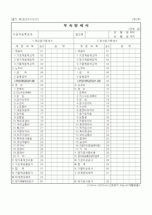 (세무/회계)부속명세서