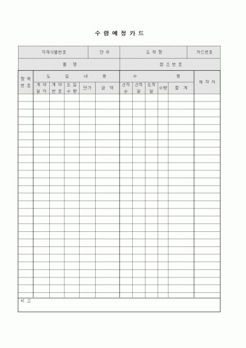 (구매/외주서식)수령예정카드2