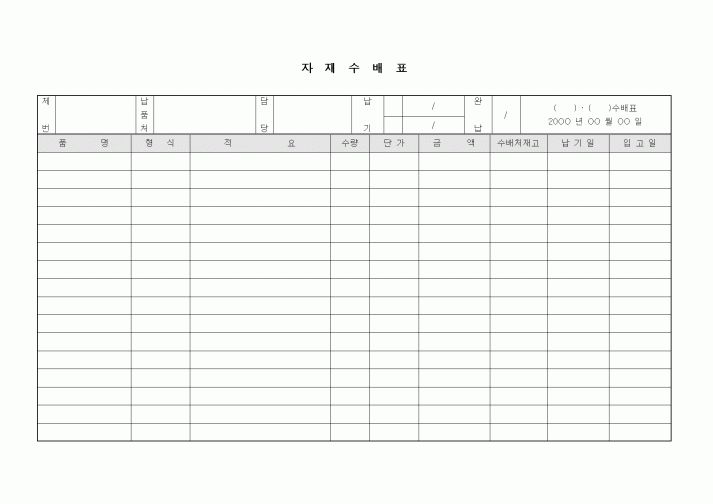 (생산/관리)자재수배표