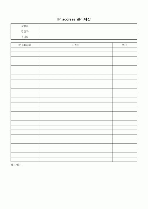 (기타)IP address 관리대장