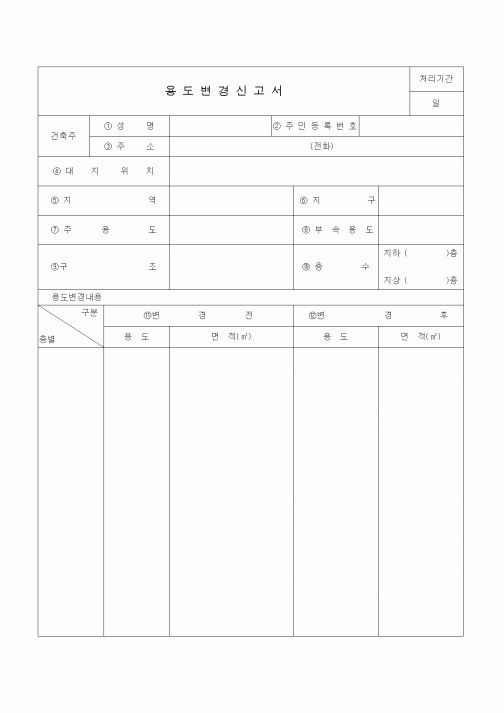 (기타)용도변경신고서