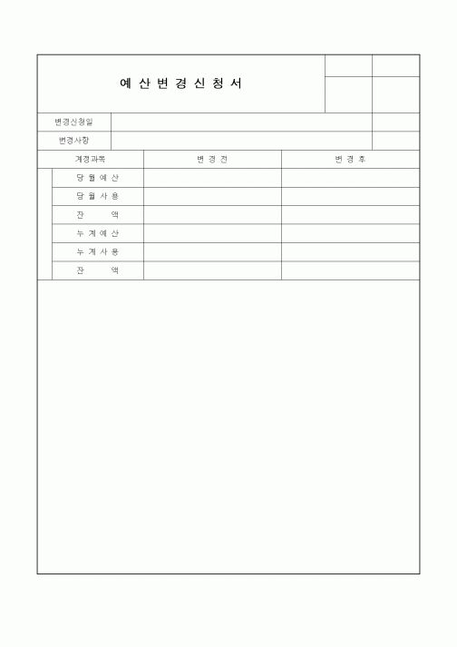 (경리)예산변경신청서