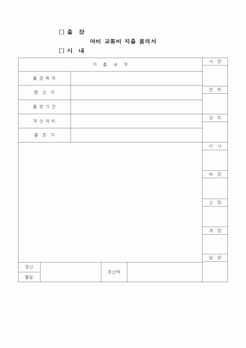 (인사/노무)여비 교통비 지출 품의서
