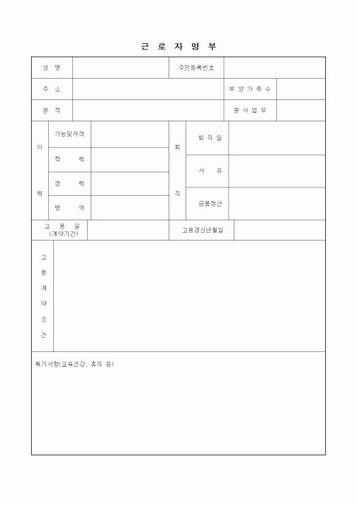 (기타)근로자명부