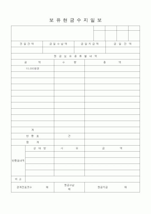 (기타)보유현금수지일보