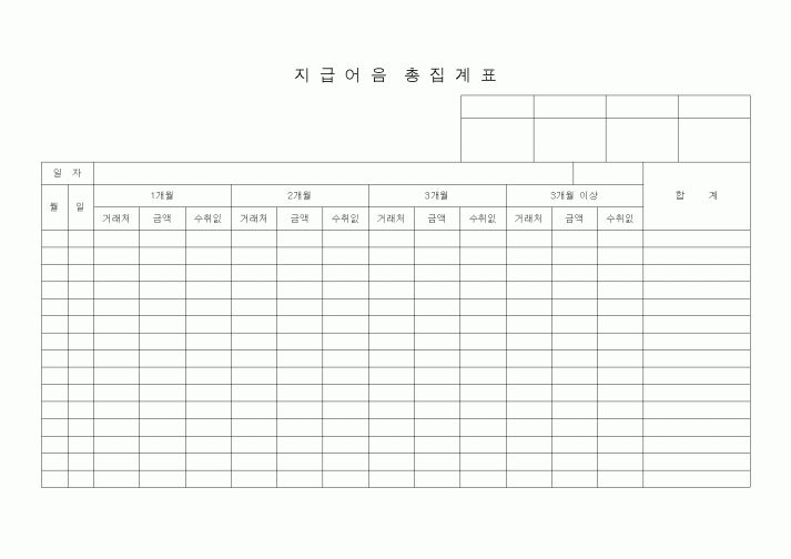(은행/금융)지급어음총집계표
