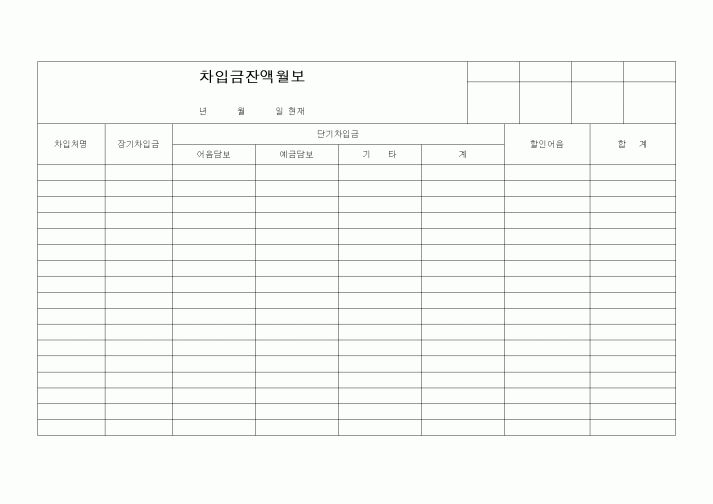 (은행/금융)차입금잔액월보