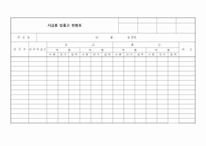 (구매/외주서식)사급품 입출고 현황표2