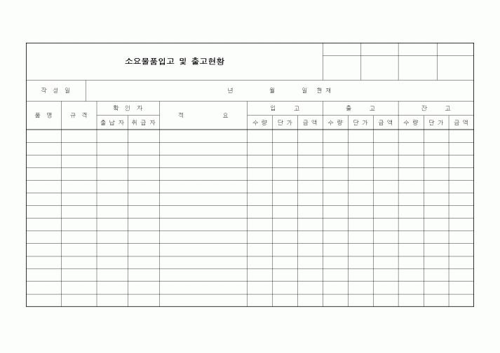 (생산/관리)소요물품입고 및 출고현황