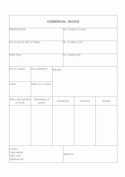 (기타)COMMERCIAL INVOICE