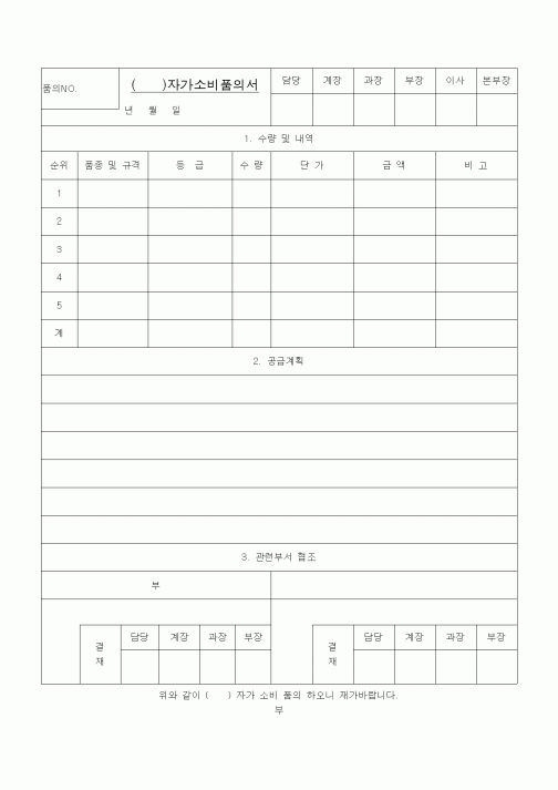 (기타)()자가소비품의서