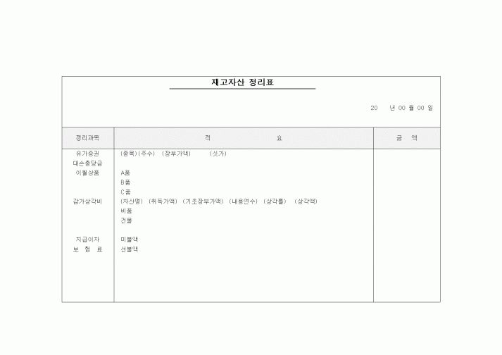(경영)재고자산 정리표