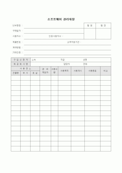 (경영)소프트웨어 관리대장