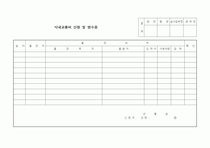 (경영)시내교통비 신청 및 영수증