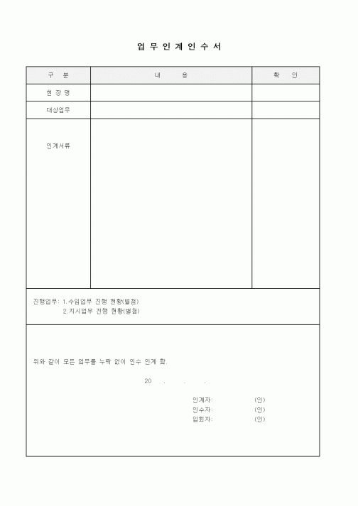 (경영)업무인계인수서