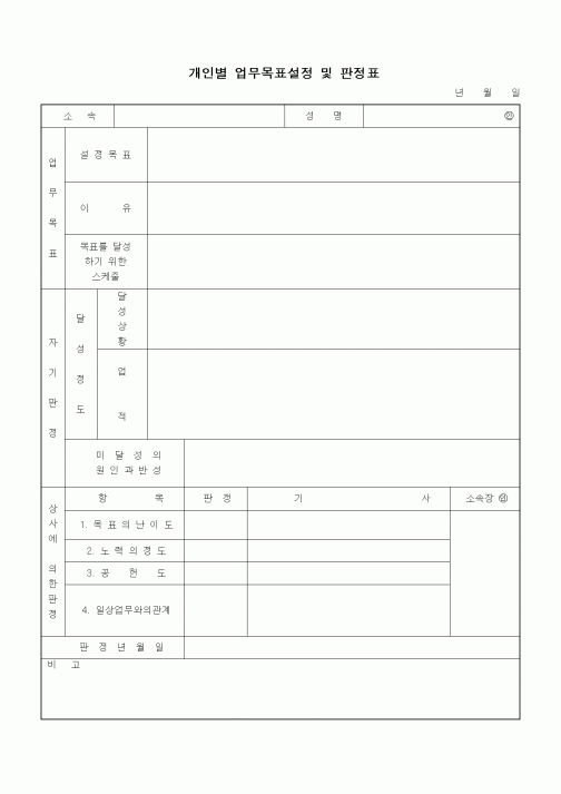 (경영)개인별 업무목표설정 및 판정표1