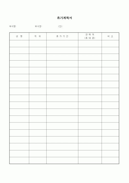 (인사/노무)휴가계획서2