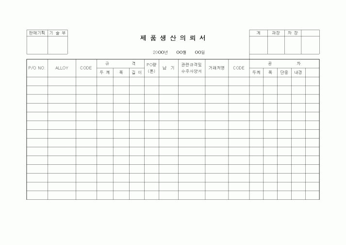 (판매/영업)제품생산의뢰서2
