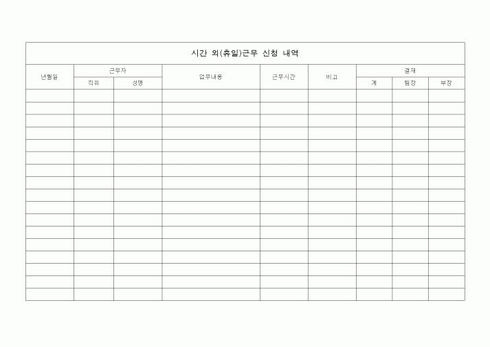 (총무)시간 외(휴일)근무 신청 내역