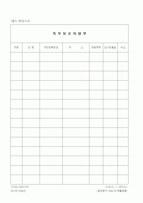 (경영)직무보조자명부