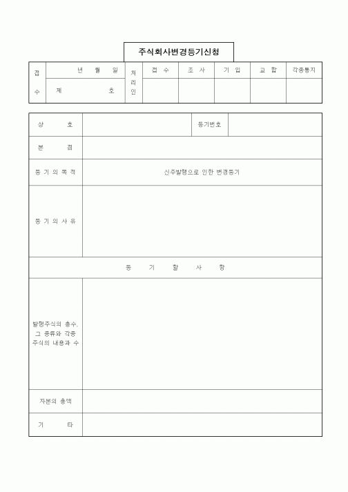 (경영)주식회사변경등기신청