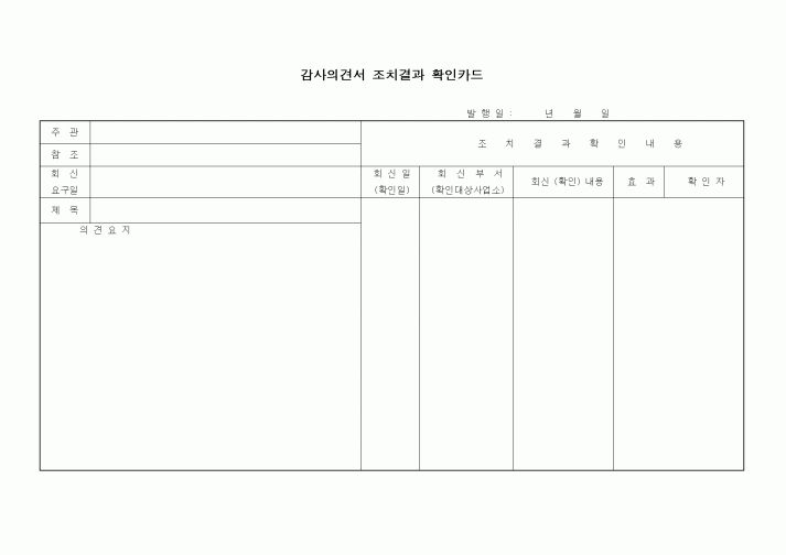 (경영)감사의견서 조치결과 확인카드