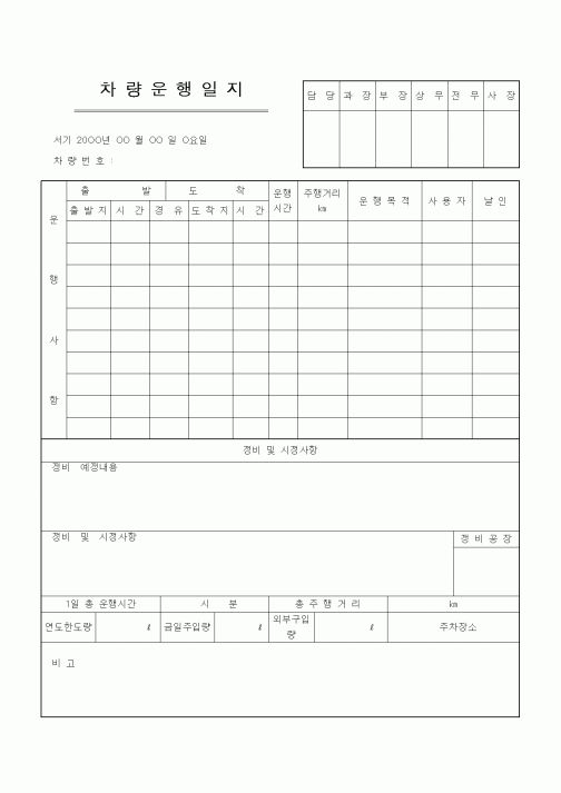 (경리)차량운행일지