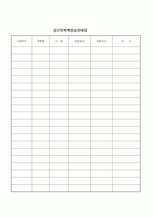 (인사/노무)상근인력책정승인대장1