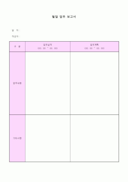 (총무)월말 업무 보고서
