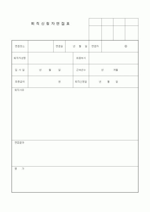 (인사/노무)퇴직신청자면접표