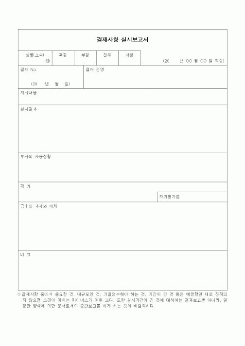 (경영)결재사항 실시보고서1