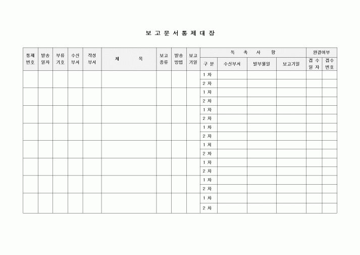 (경영)보고문서 통제대장