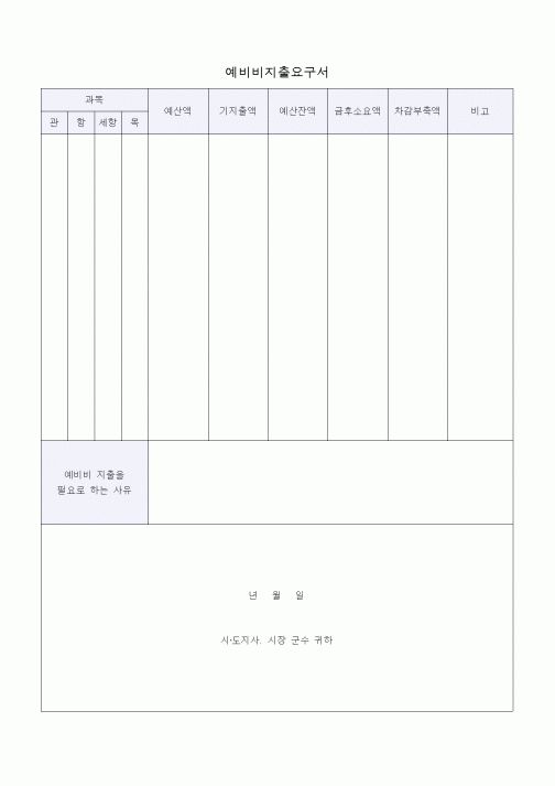 (총무)예비비지출요구서