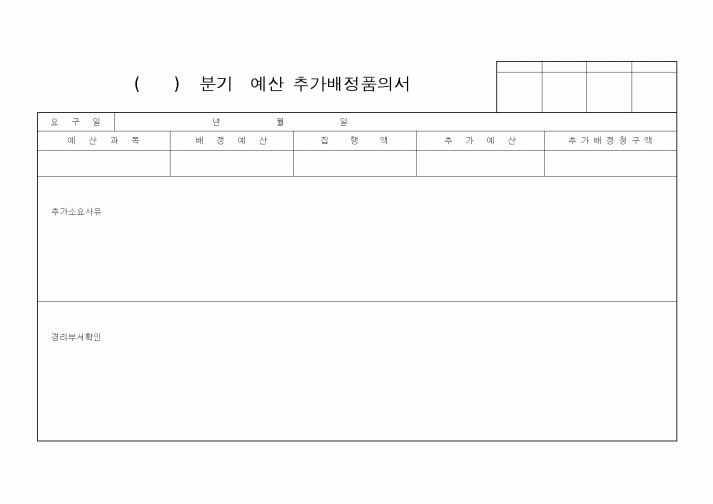 (경리)분기 예산 추가배정품의서
