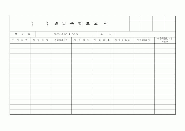 (경리)()월말종합보고서
