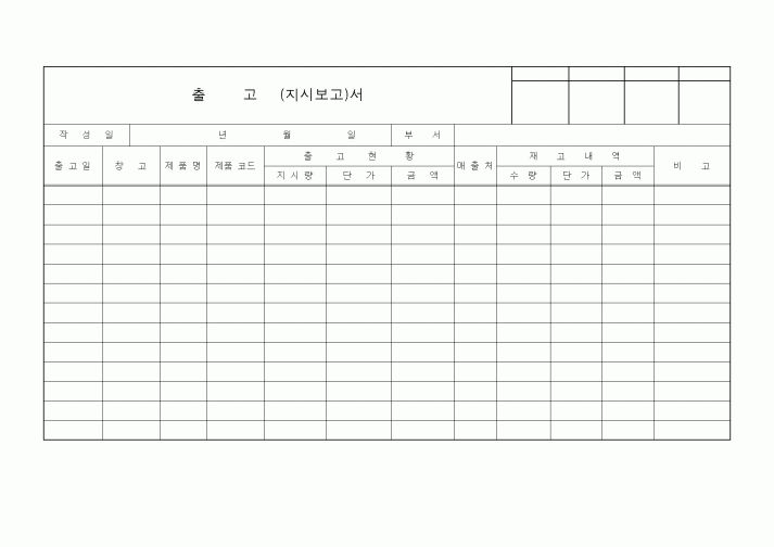 (판매/영업)출고(지시보고)서