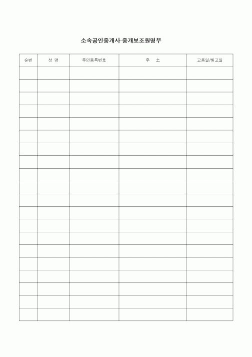 (인사/노무)소속공인중개사 중개보조원명부