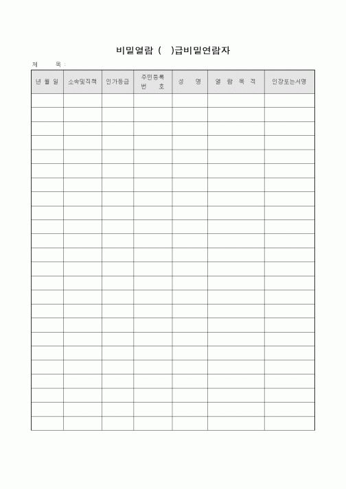 (기타)비밀열람 ()급비밀연람자