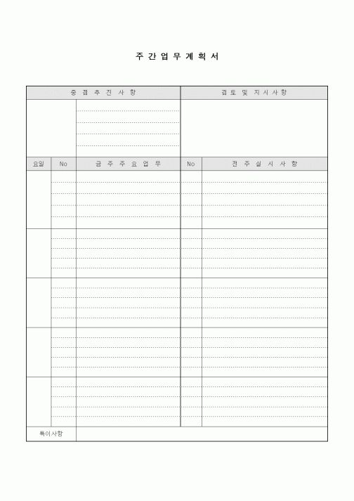 (인사/노무)주간업무계획서